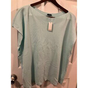 Talbot's Light Turquoise  Blouse Top T-shirt Boat neck  Sleeveless Size 3Xp